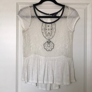 American Eagle cream peplum top